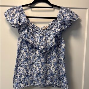 Rebecca Taylor 6 Floral Blue and White Women's Top